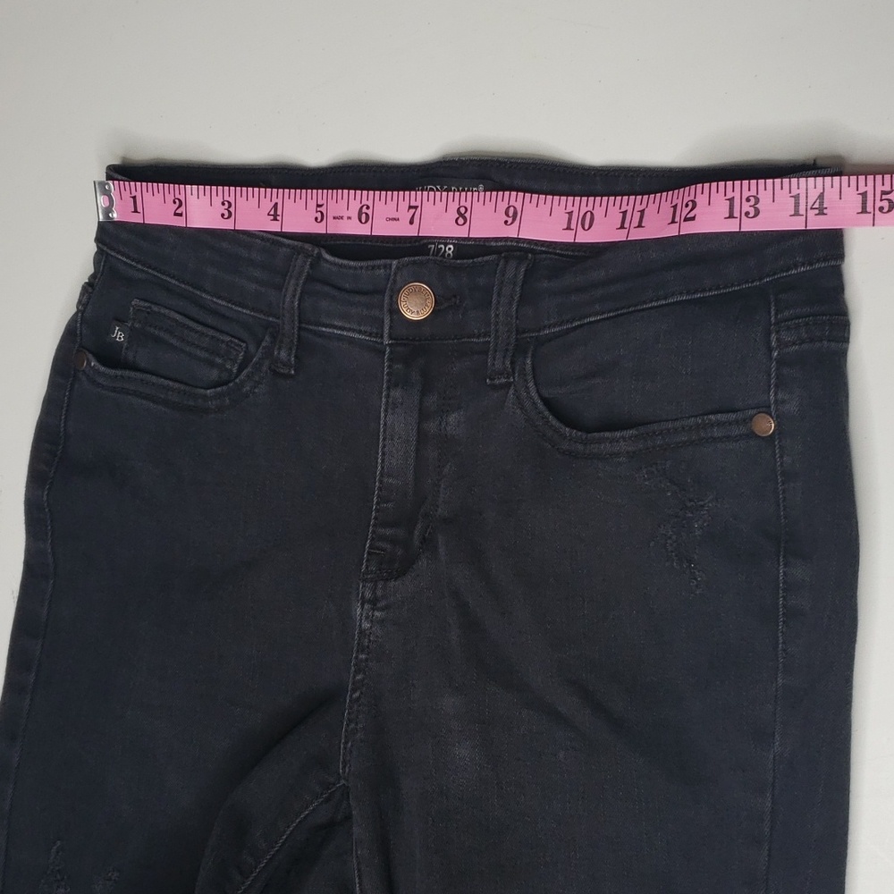 Judy Blue High Rise Skinny Stretch Distressed Black Jeans Size 28 Punk Grunge - Picture 10 of 16